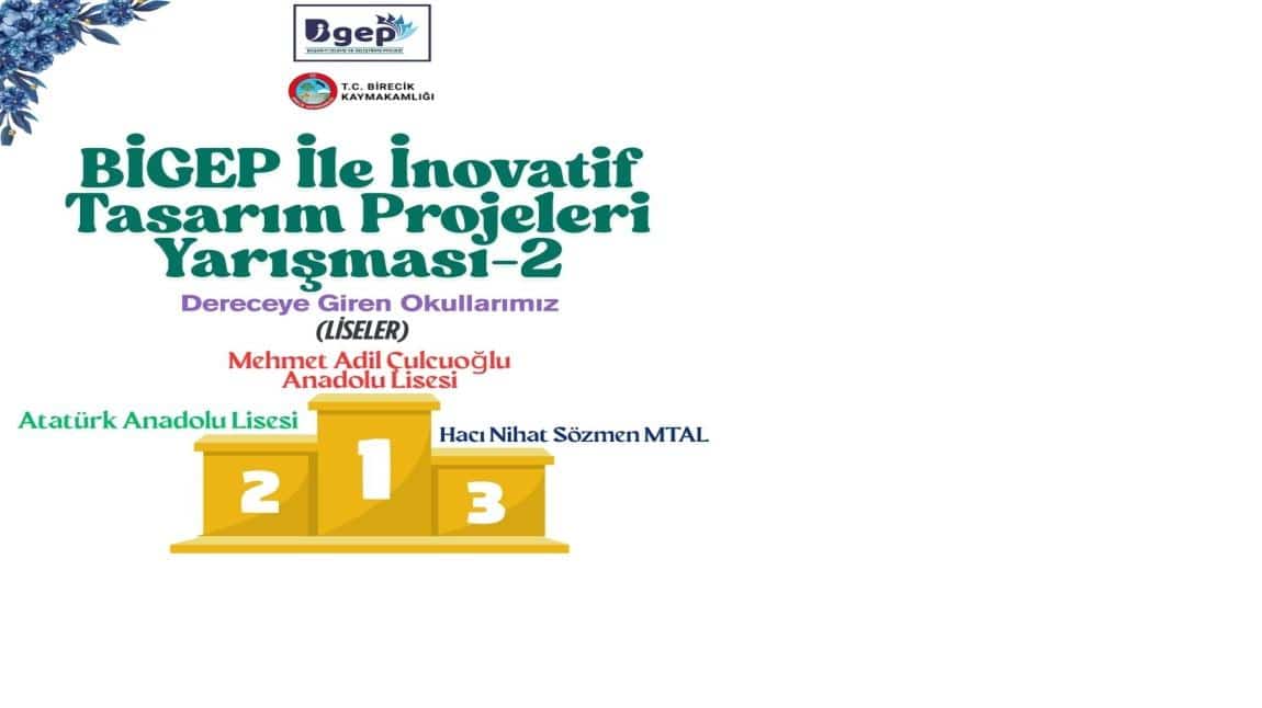 BİGEP İLE İNOVATİF TASARIM İLÇE BİRİNCİSİ 